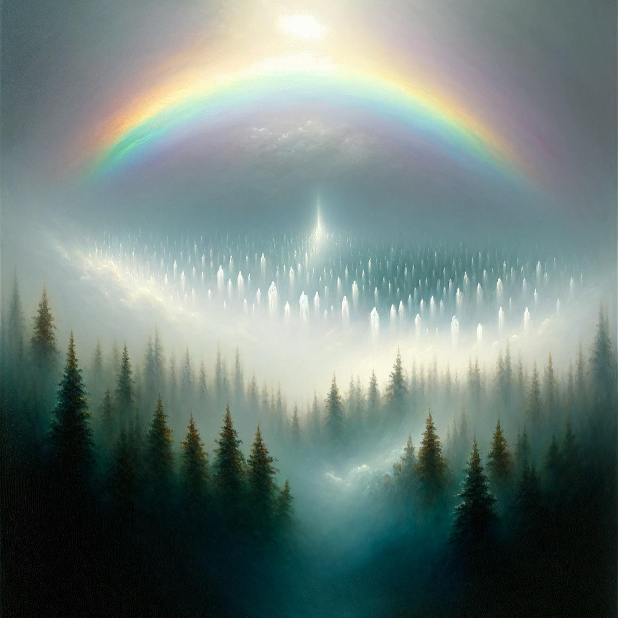 imagen de almas que suben al arcoiris