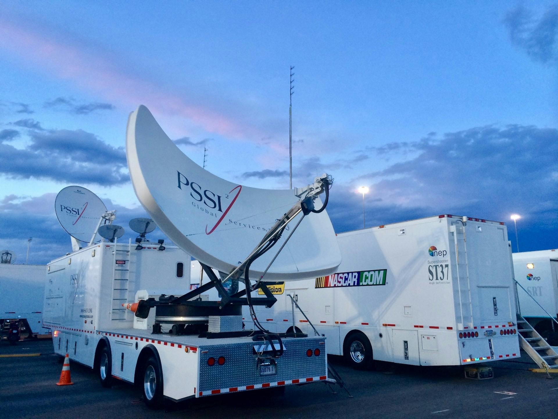 PSSI Satellite Transmission Truck outside Nascar event