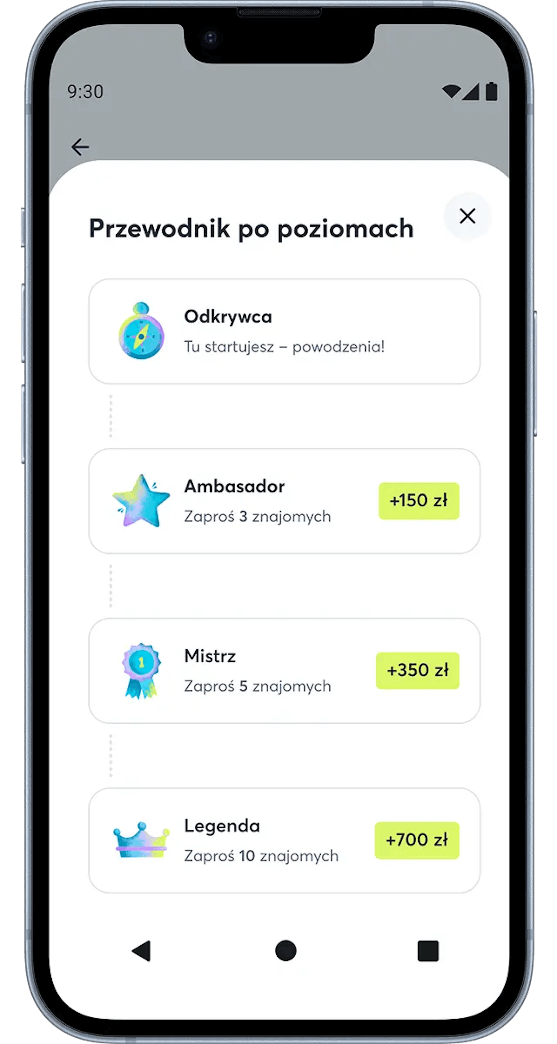 Poziomy w programie poleceń Pstryk