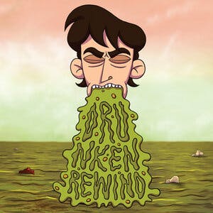 An illustration of the main character vomiting with the text: Drunken rewind