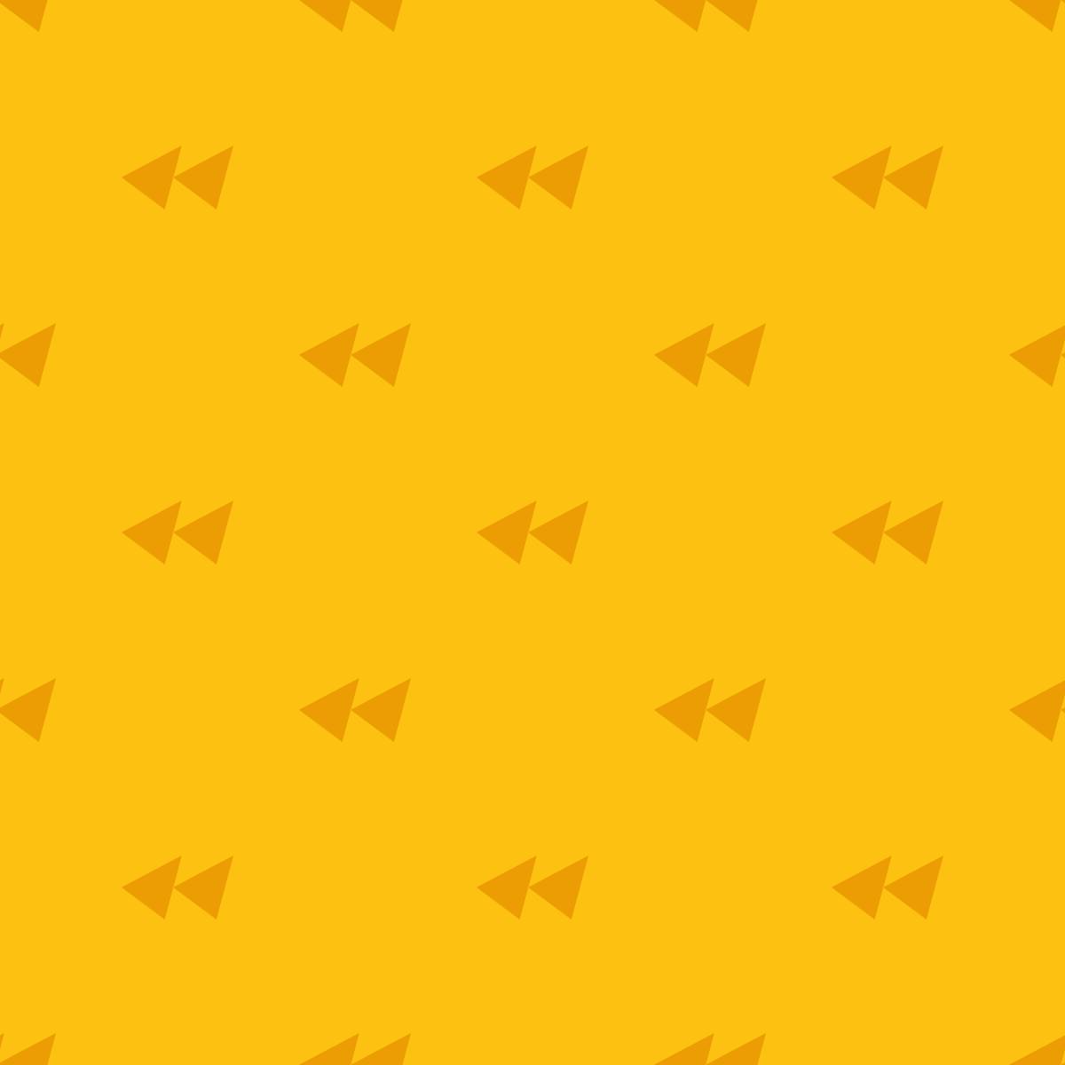 Yellow background with a repeating pattern of the rewind shape