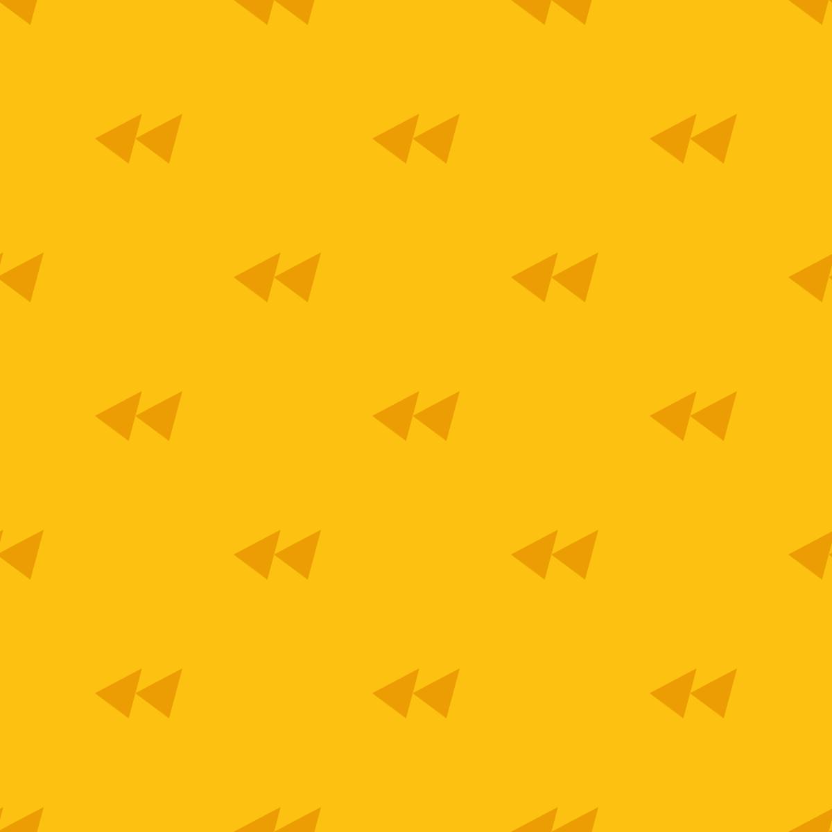 Yellow background with a repeating pattern of the rewind shape