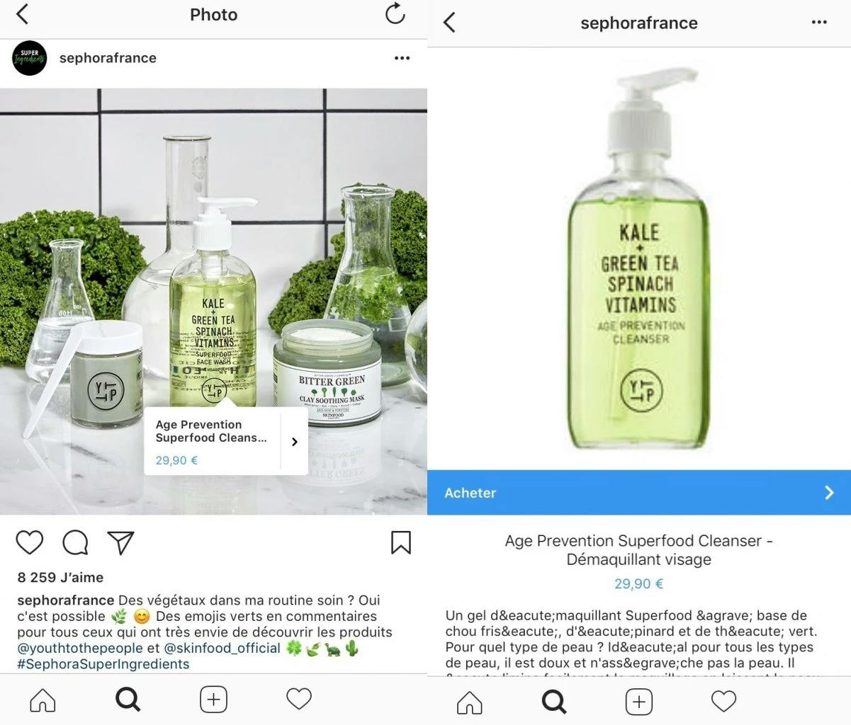 Sephora Shopping sur Instagram