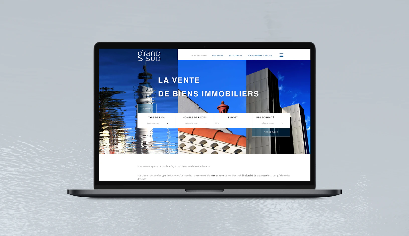 Grand Sud - Mockup Site internet