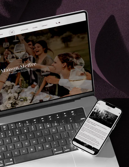 Mise en situation du nouveau site web de Meffre Traiteur réalisée par l'agence Publicom basée à Aix-en-Provence