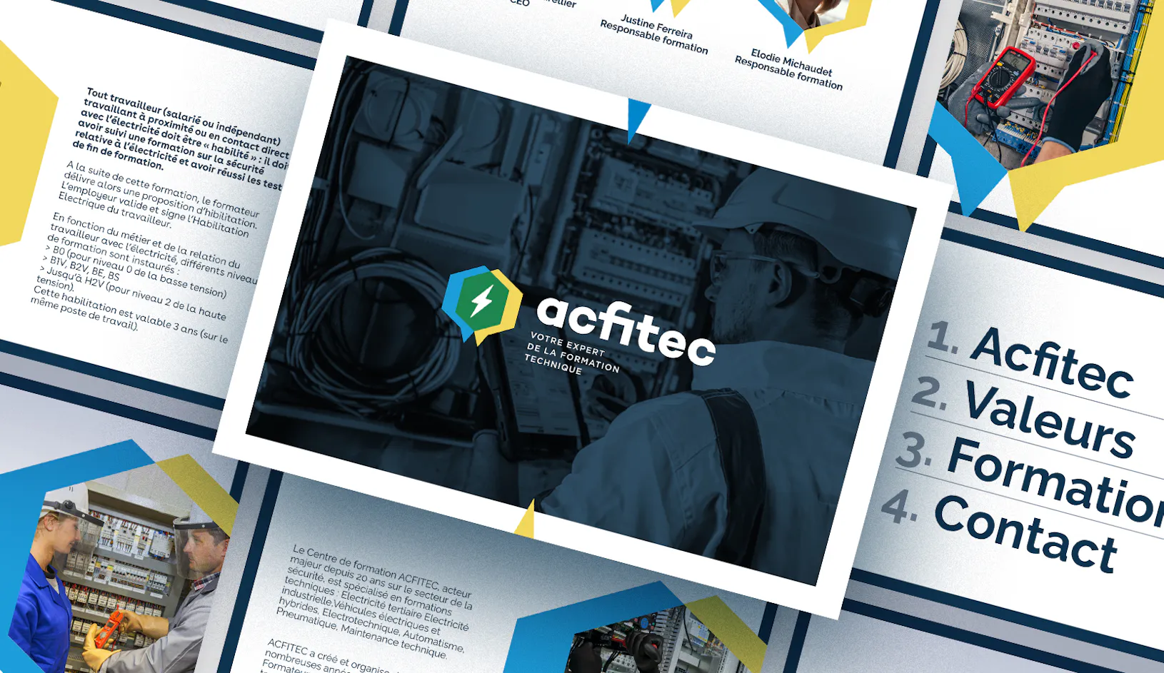 Mise en situation de la charte graphique d'Acfitec réalisée par l'agence Publicom basée à Aix-en-Provence