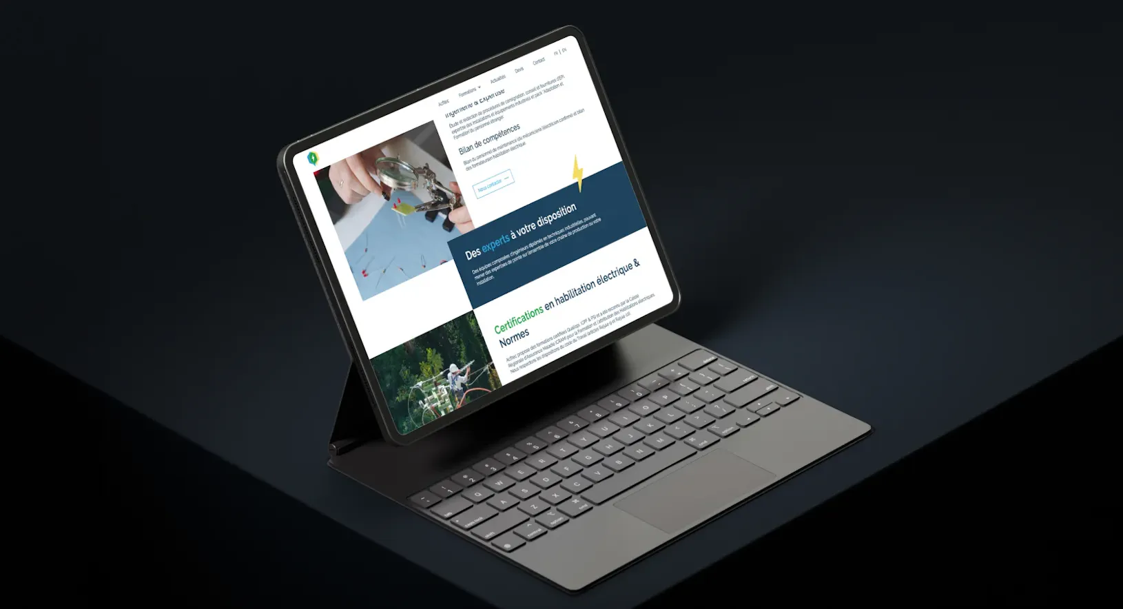 Mockup tablette du site Acfitec réalisé par Publicom