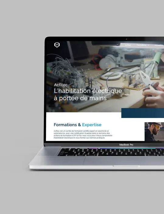 Mockup desktop du site Acfitec réalisé par Publicom