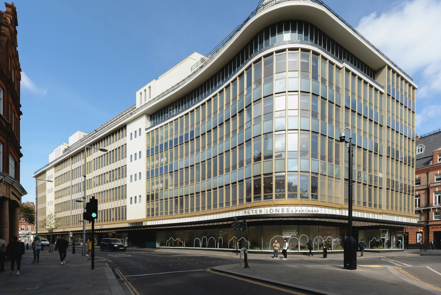 The repaired and enhanced façade of Peter Jones Department Store, London