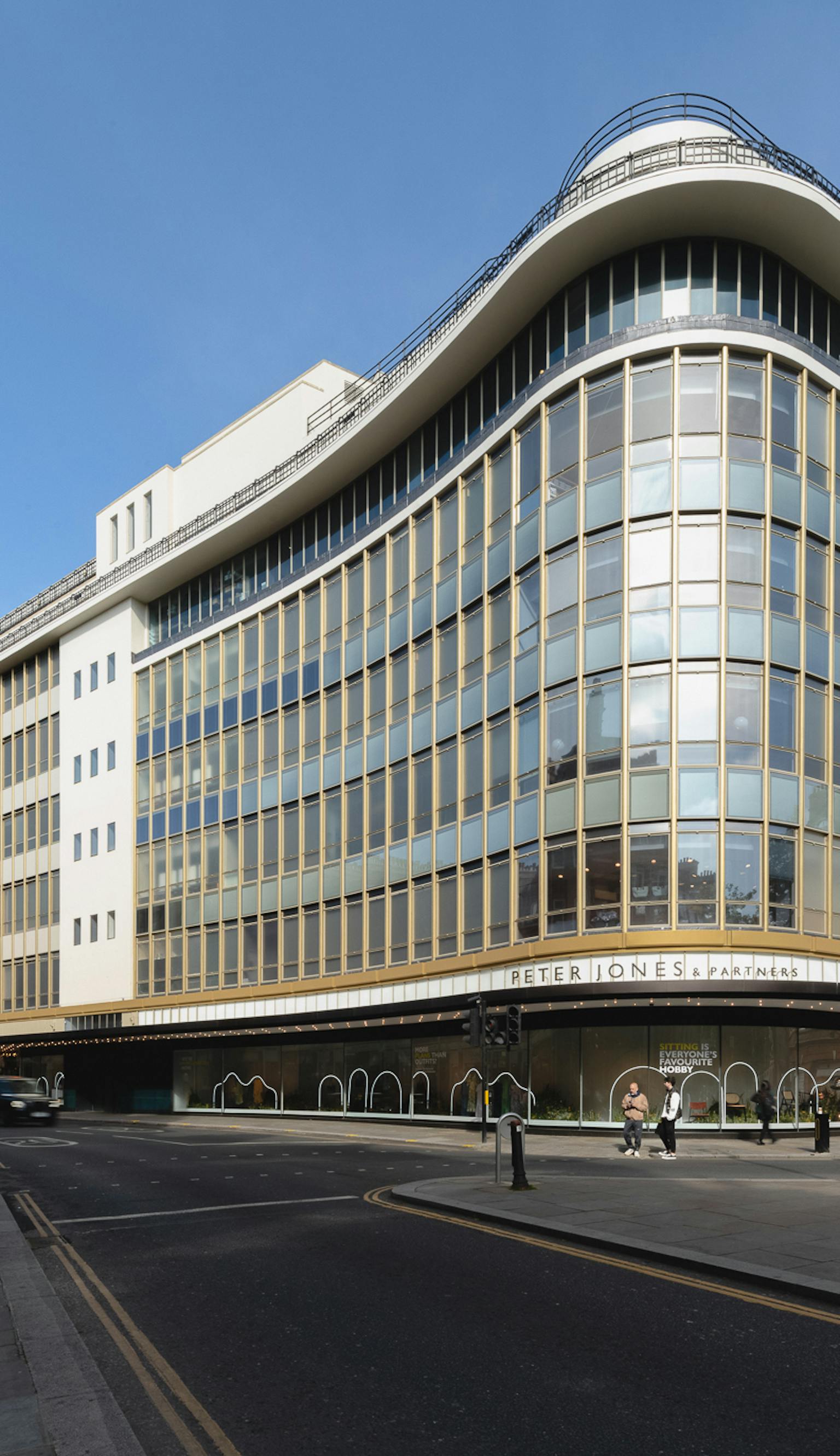 The repaired and enhanced façade of Peter Jones Department Store, London