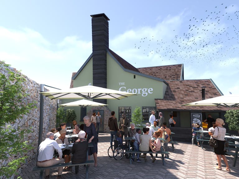 A visualisation of the restored George pub, Wickham Market