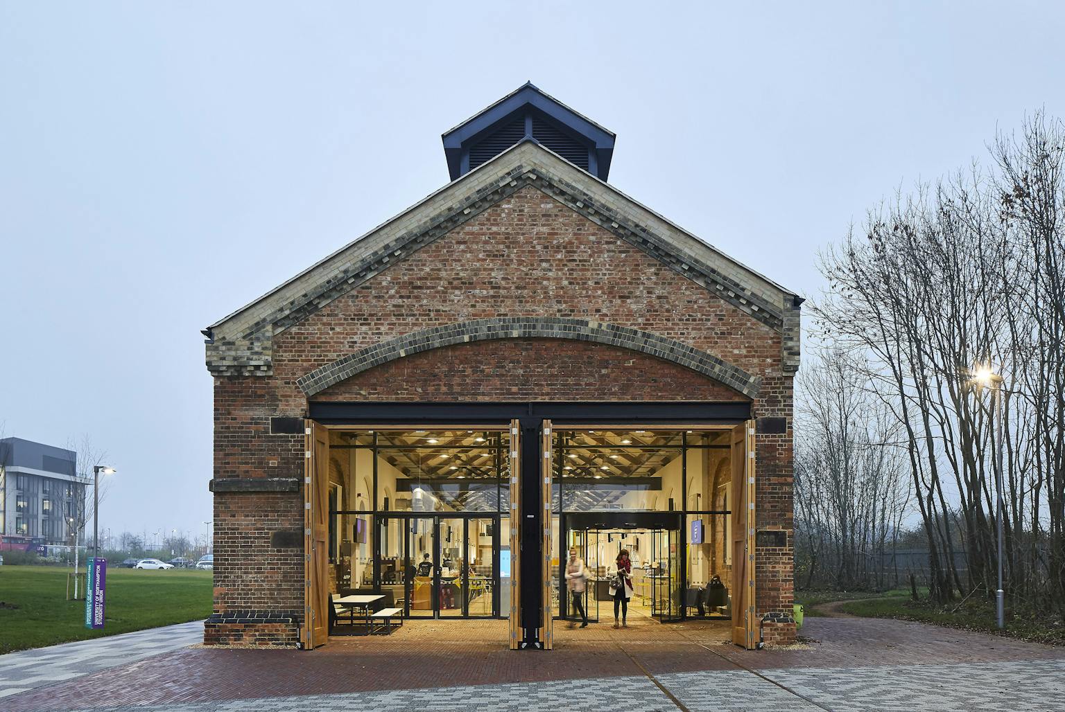 Purcell restored a derelict engine shed in the University of Northampton's Waterside Enterprise Zone to create a new Students' Union.