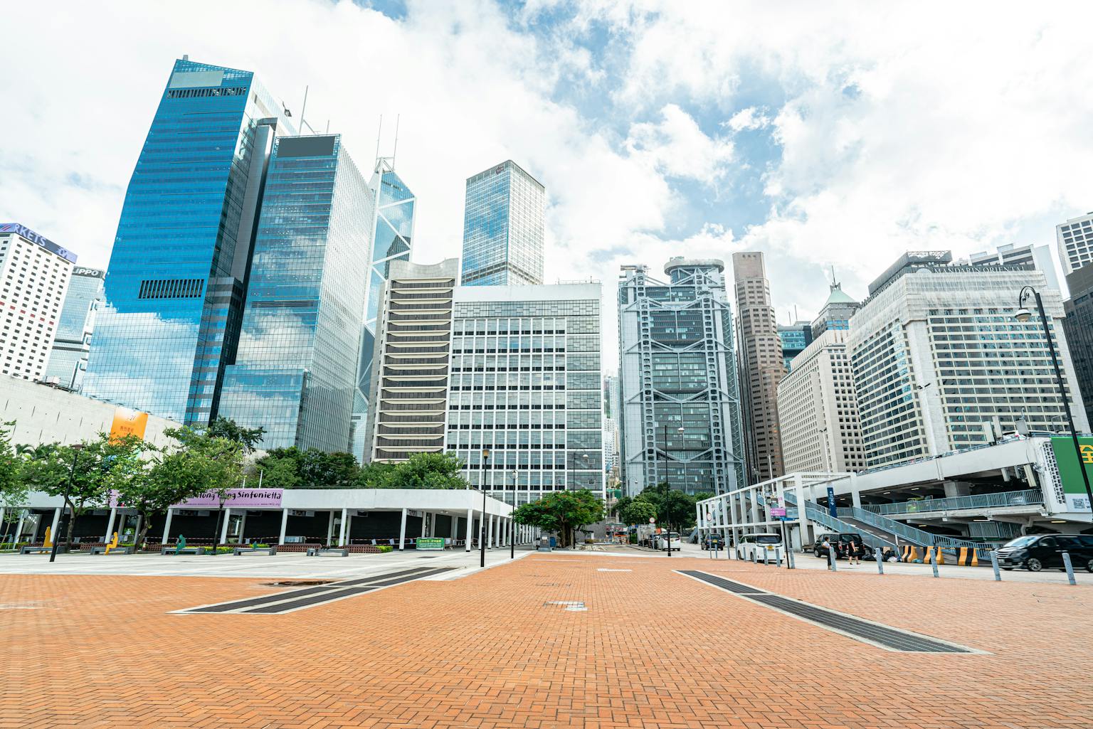 The condemned Star Ferry Car Park, on the right, faces Hong Kong's City Hall.