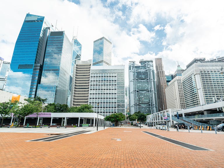 The condemned Star Ferry Car Park, on the right, faces Hong Kong's City Hall.