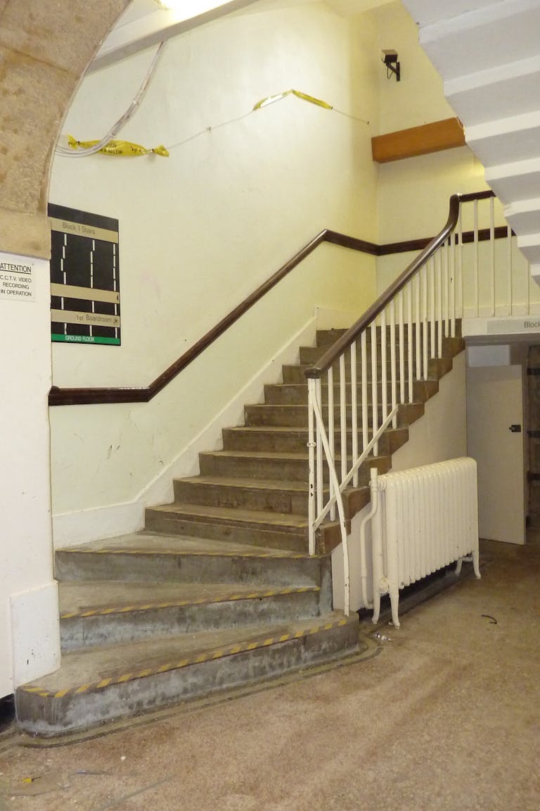 Cantilevered stone stair, before