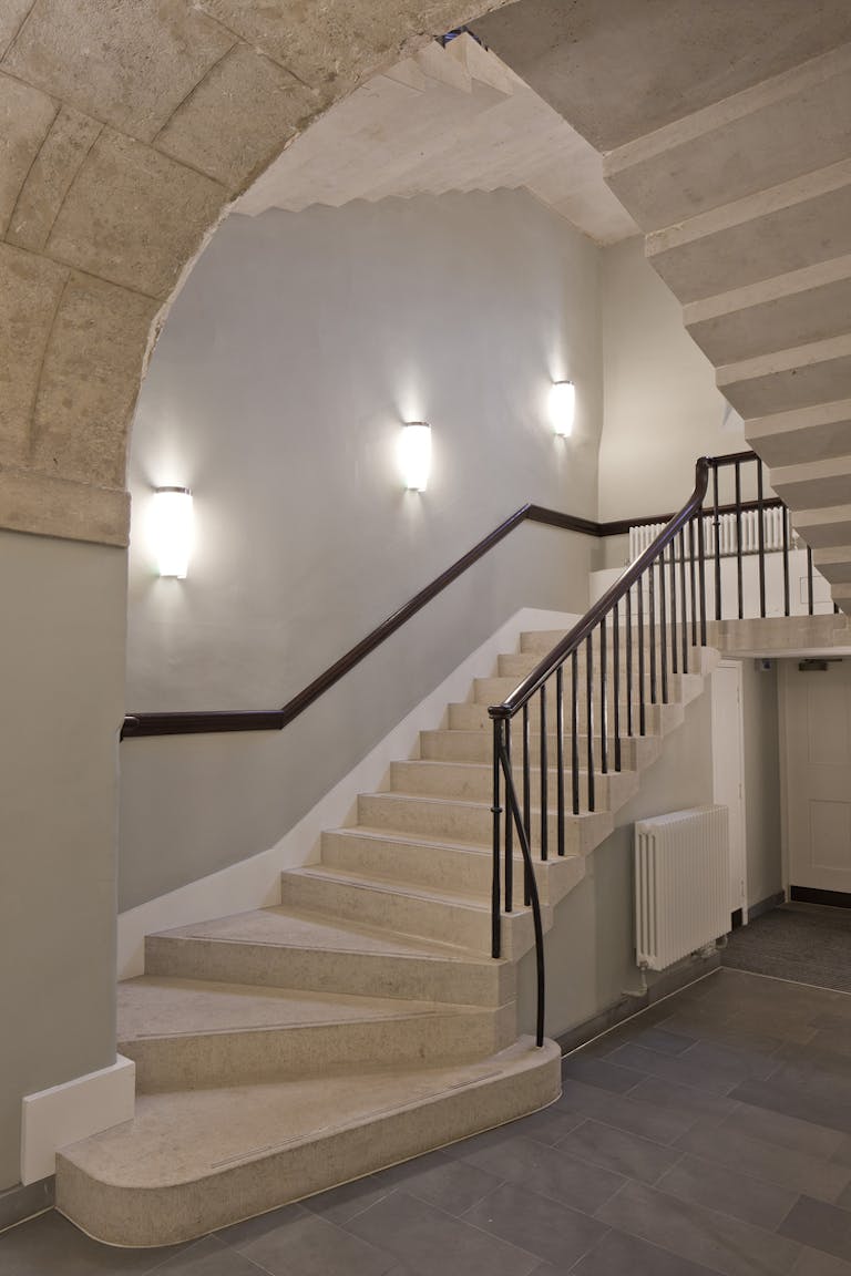 Cantilevered stone stair, after (right)