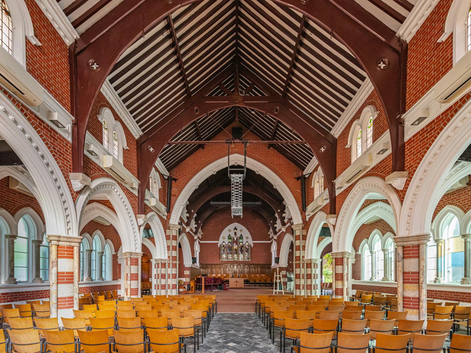 Interior of St Andrew's Church, Kowloon, Hong Kong. Purcell provided funding assistance and a condition survey for the client.