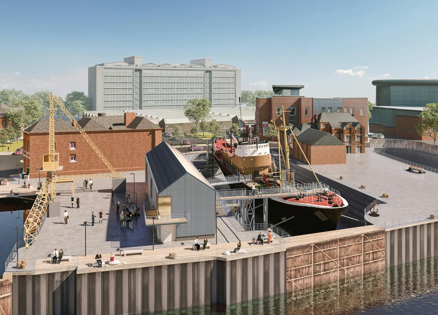 A CGI visualisation of the Hull: Yorkshire's Maritime City project by Purcell