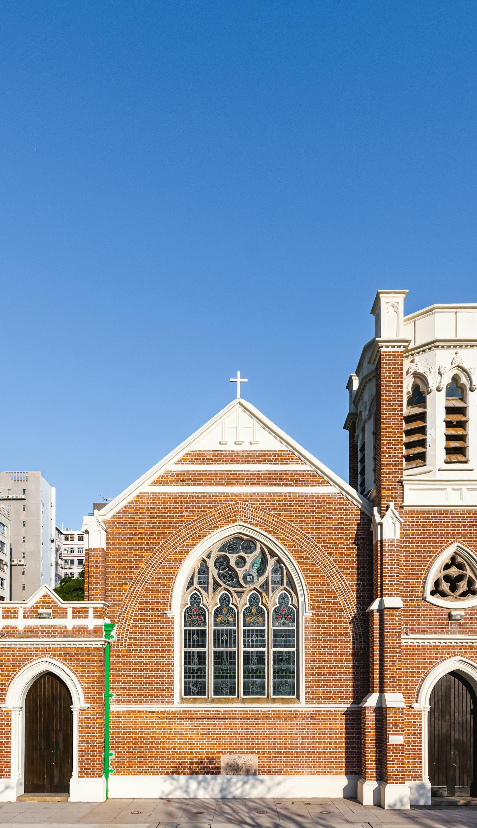 Exterior of St Andrew's Church, Kowloon, Hong Kong. Purcell provided funding assistance and a condition survey for the client.