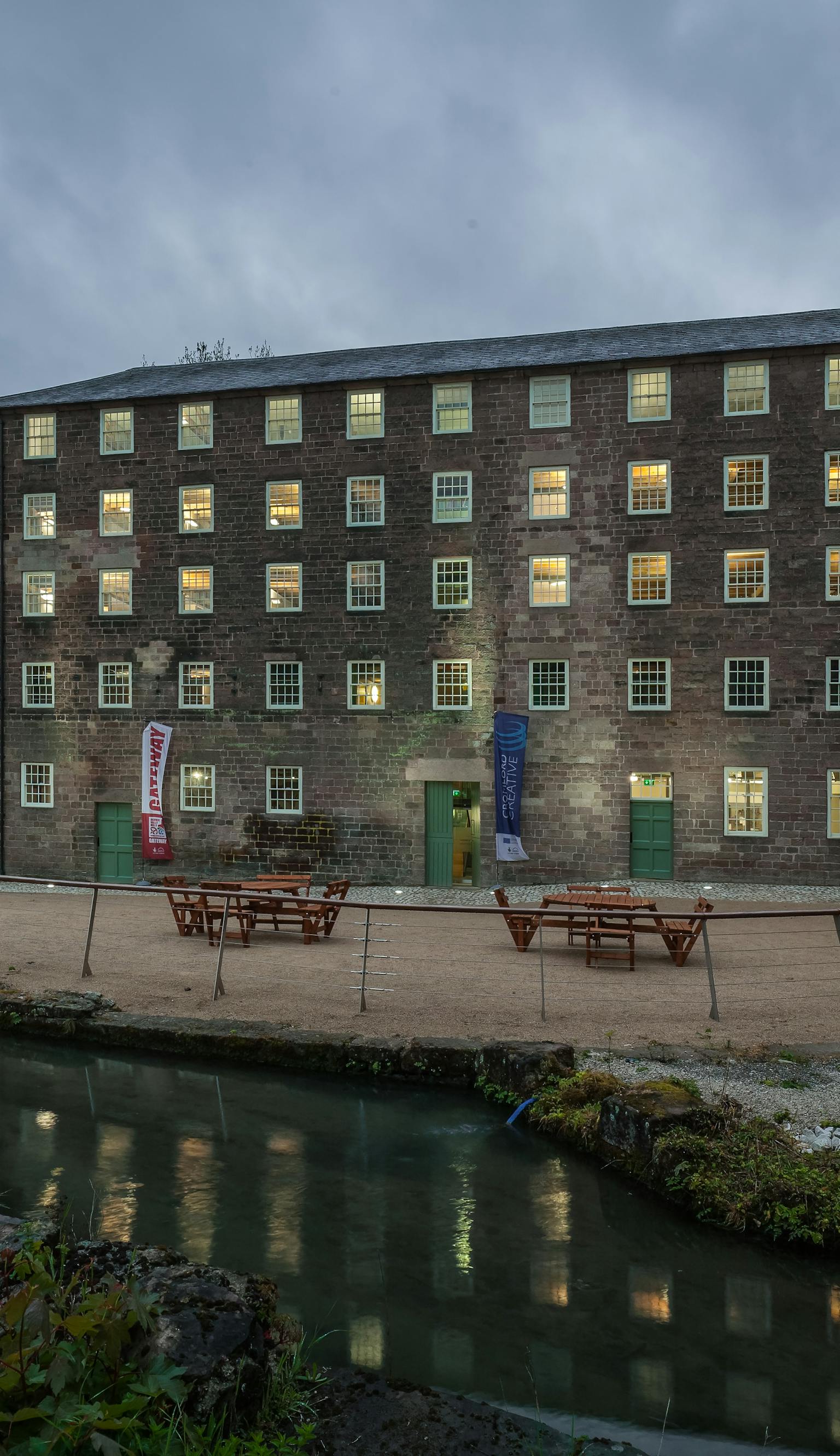 A view of Cromford Mills, a former old-mill in the Derwen Valley Mills Site