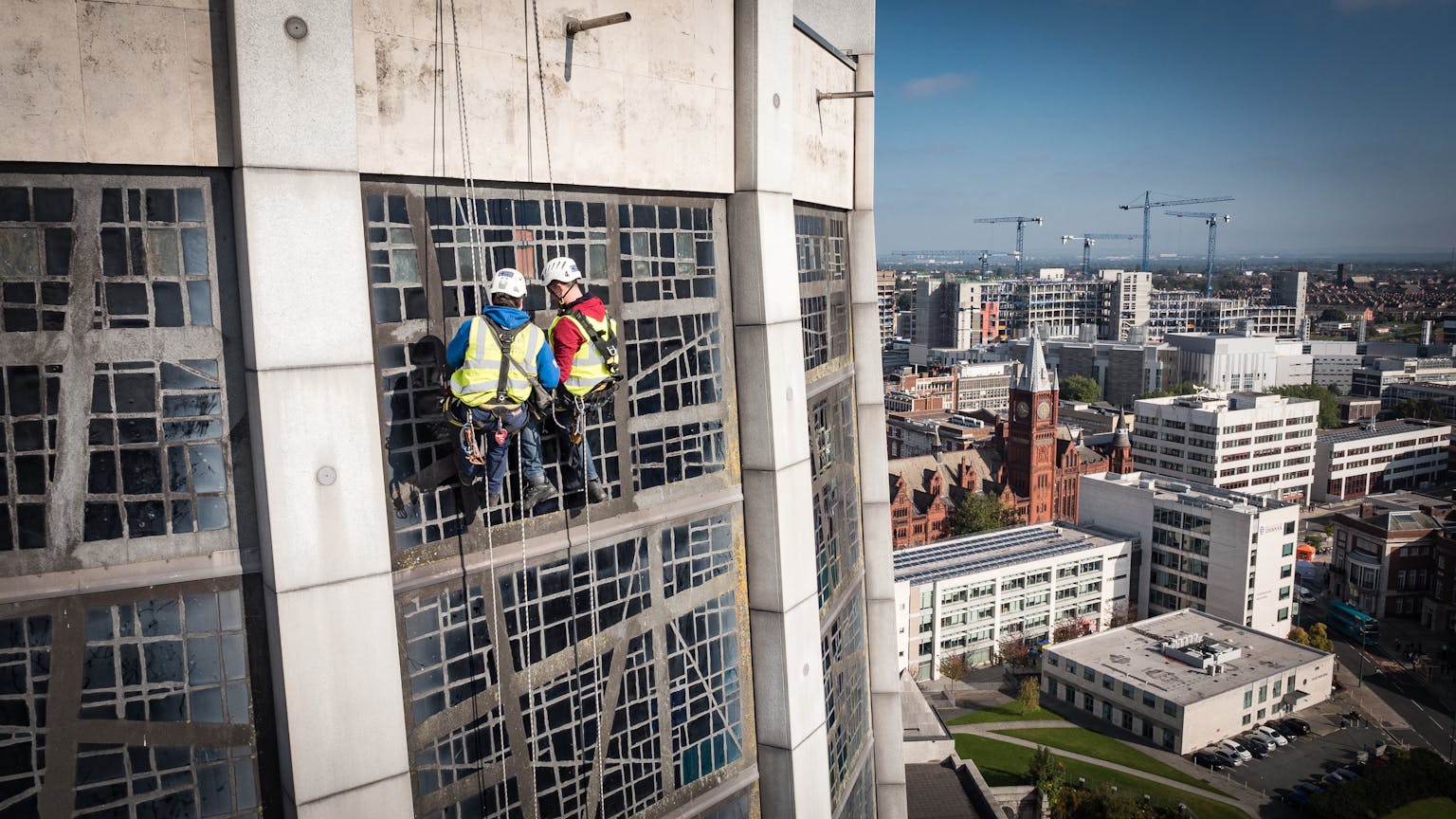 Repair work to the lantern at Liverpool Metropolitan Cathedral being carried out