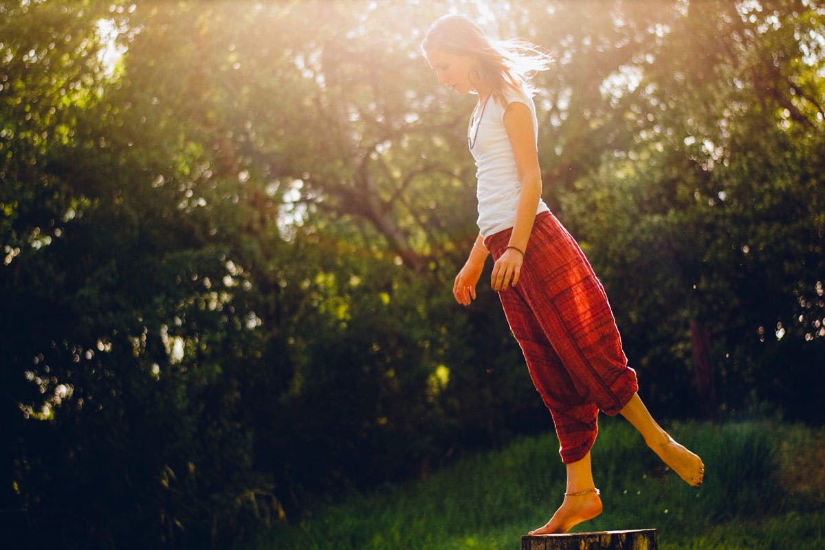 Frau in Balance