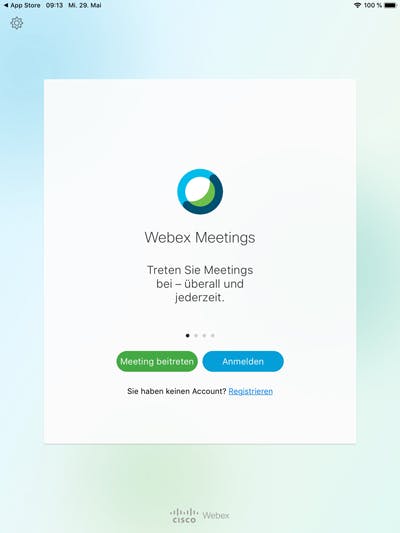 Startseite Webex Meetings