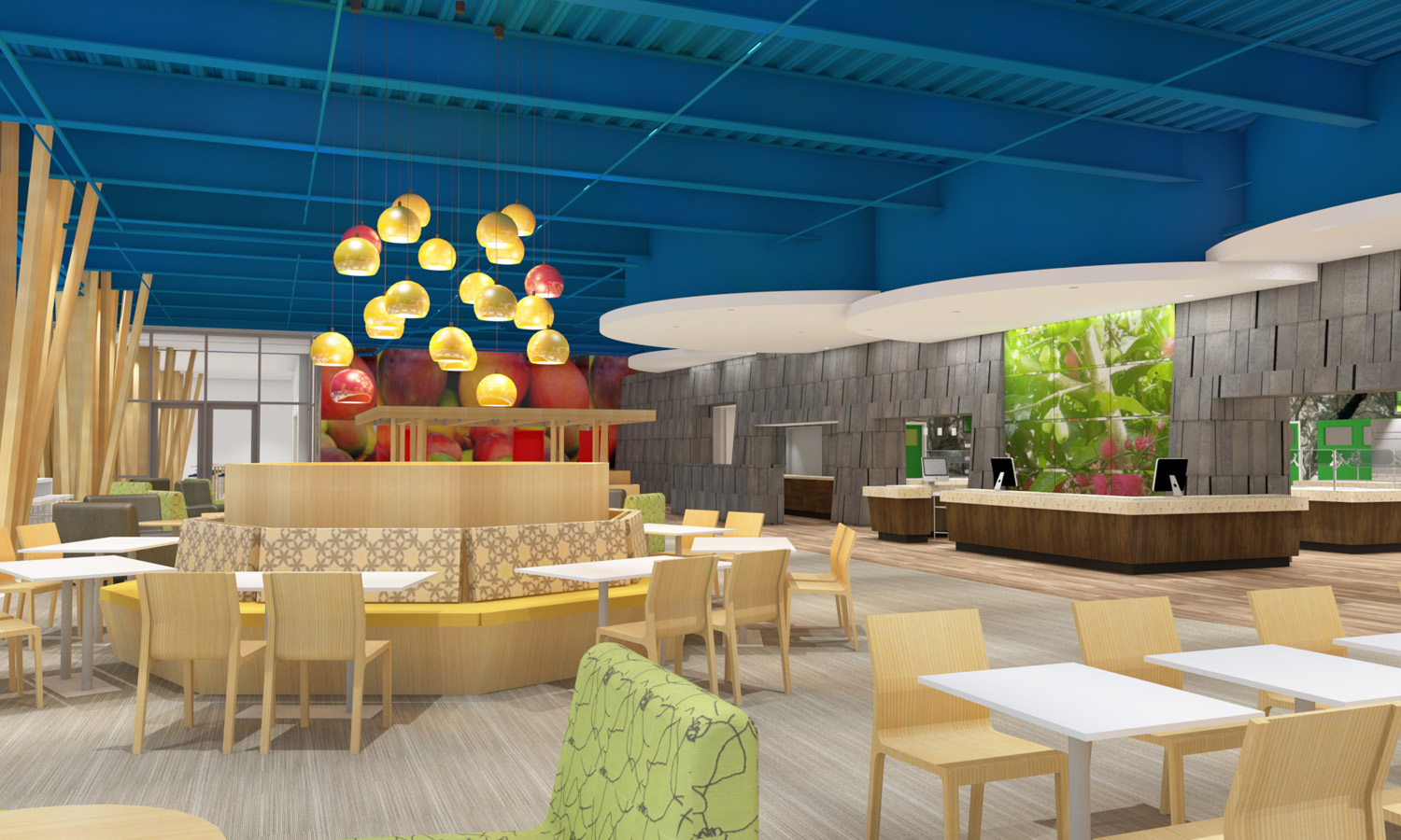 Rendering of dining area.