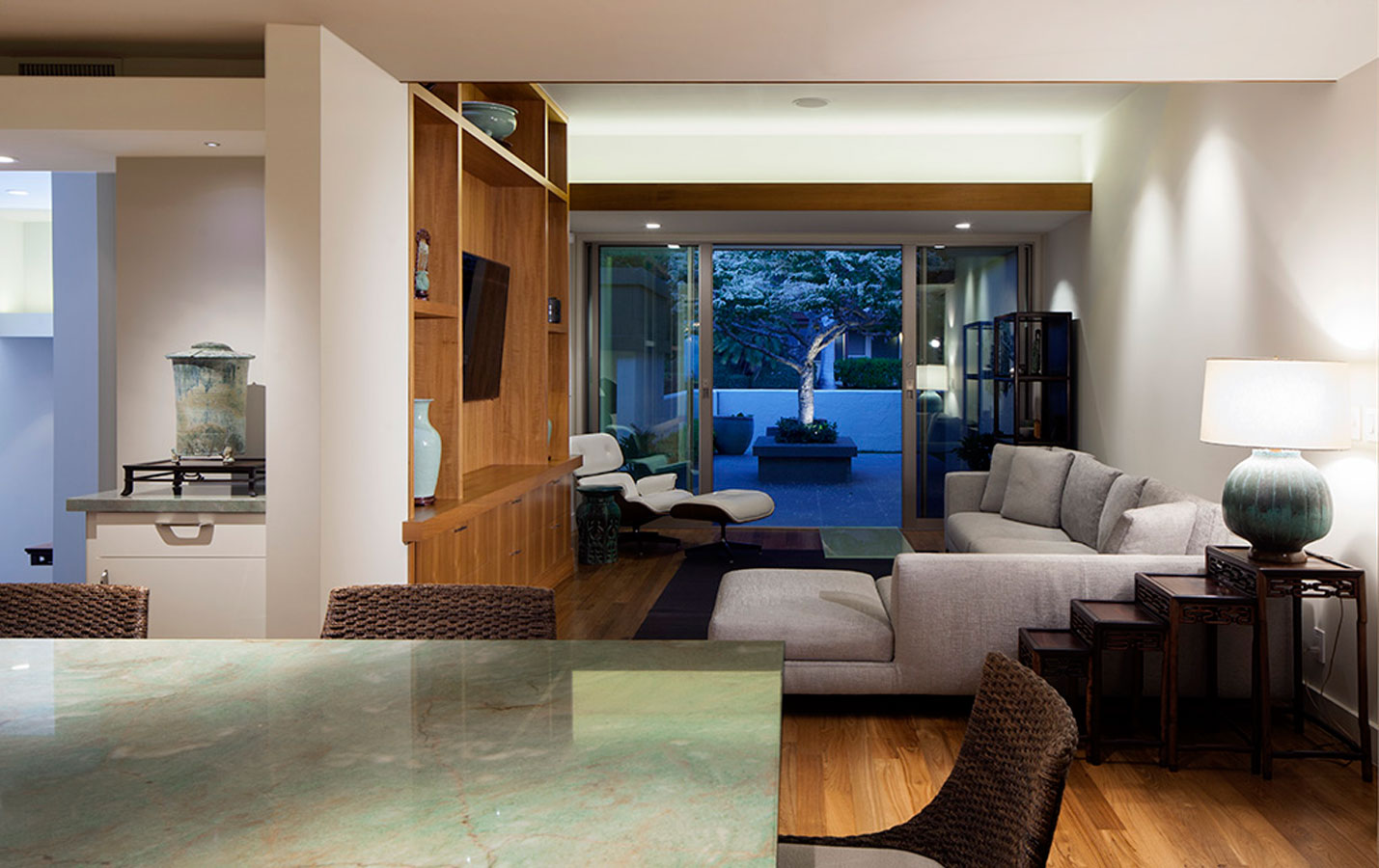 Indoor living area couch and lounge.