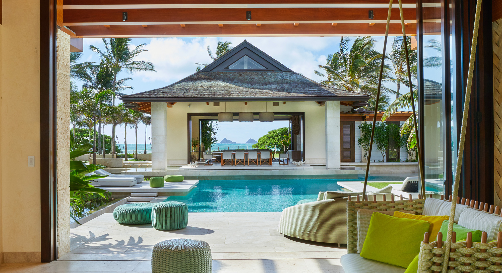 View from guest pavilion looking out to the Mokes