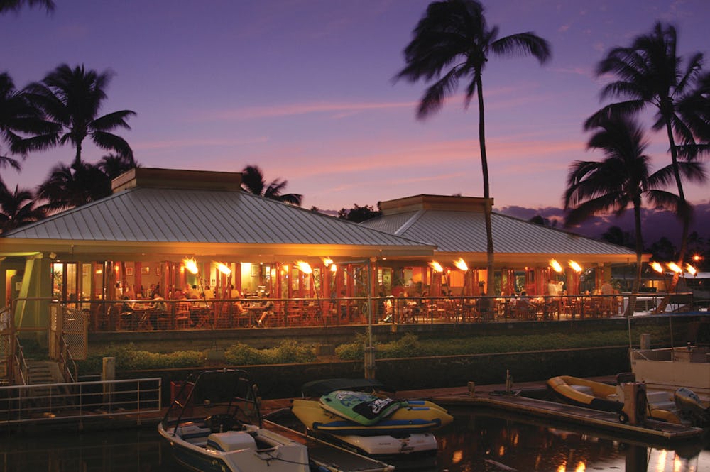 Outdoor shot of location at dusk.