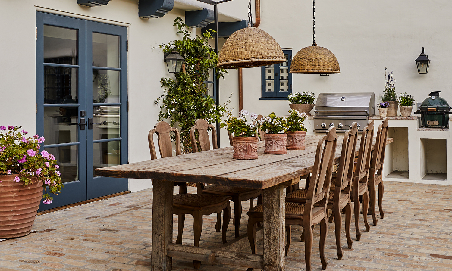 deck area with dining table