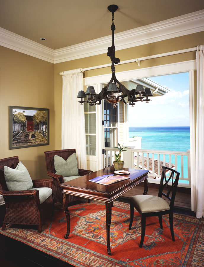 Ocean view reading desk.