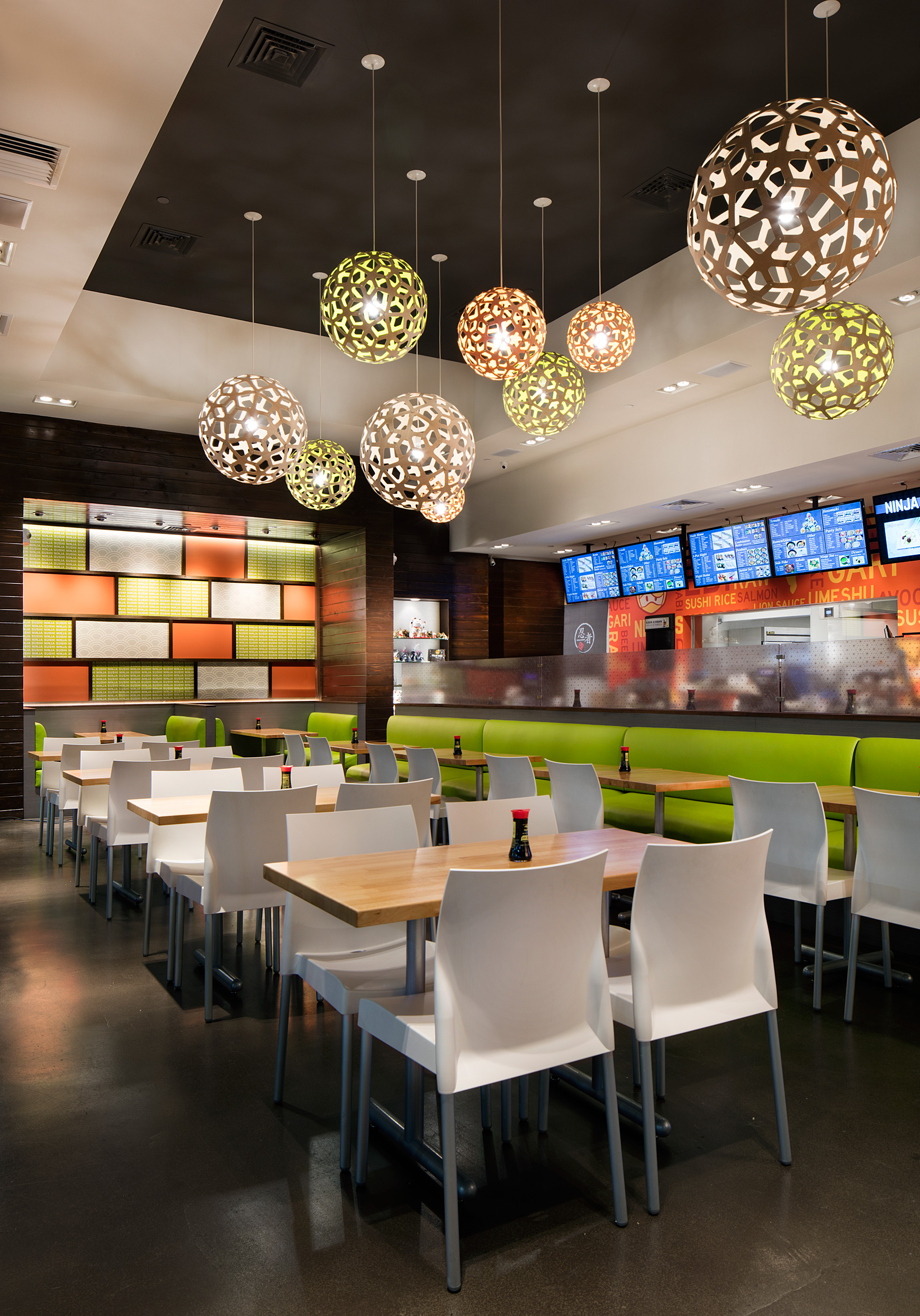 Modern lighting of ninja sushi.