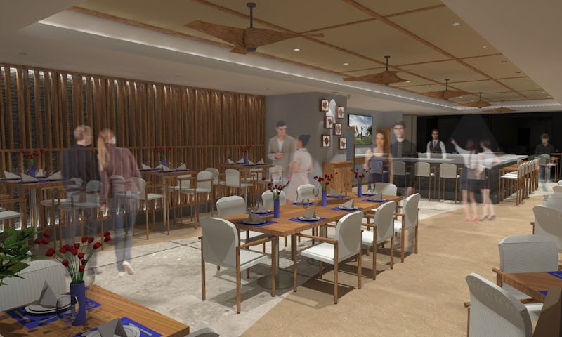 Another angle of bar area rendering.