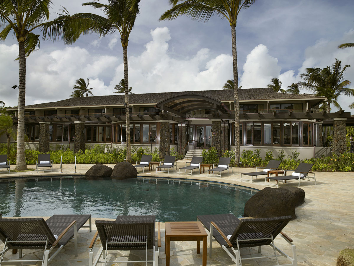 Pool area and arched entrance.