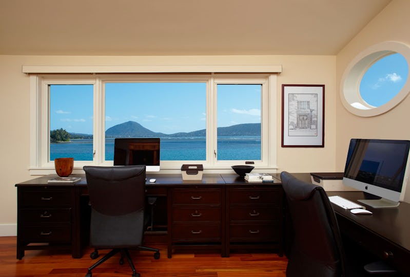 An office space with ocean view.