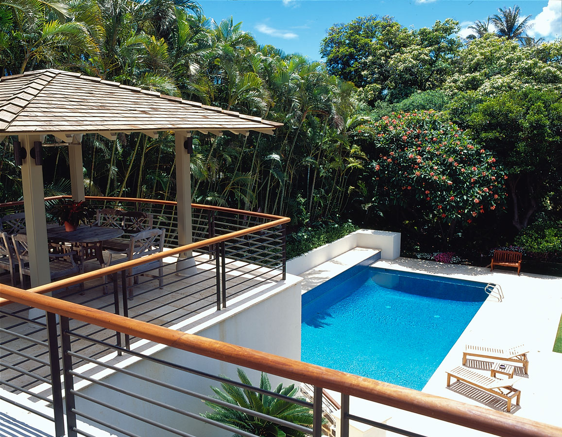 Photo from balcony overlooking a pool