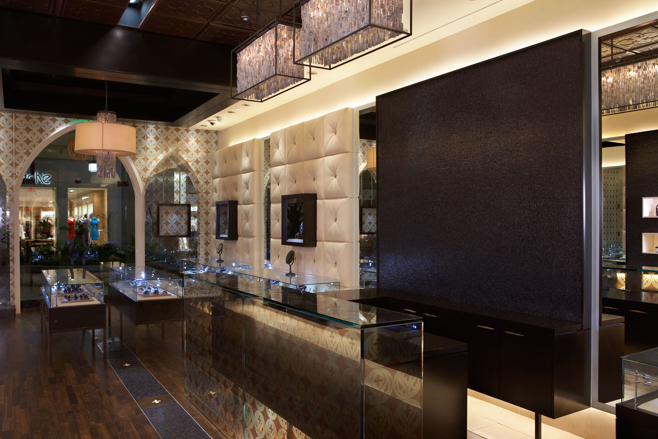 Interior glass displays.