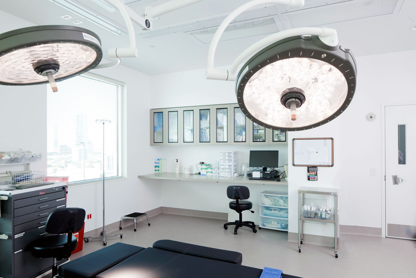 Additional office space with fixtures.