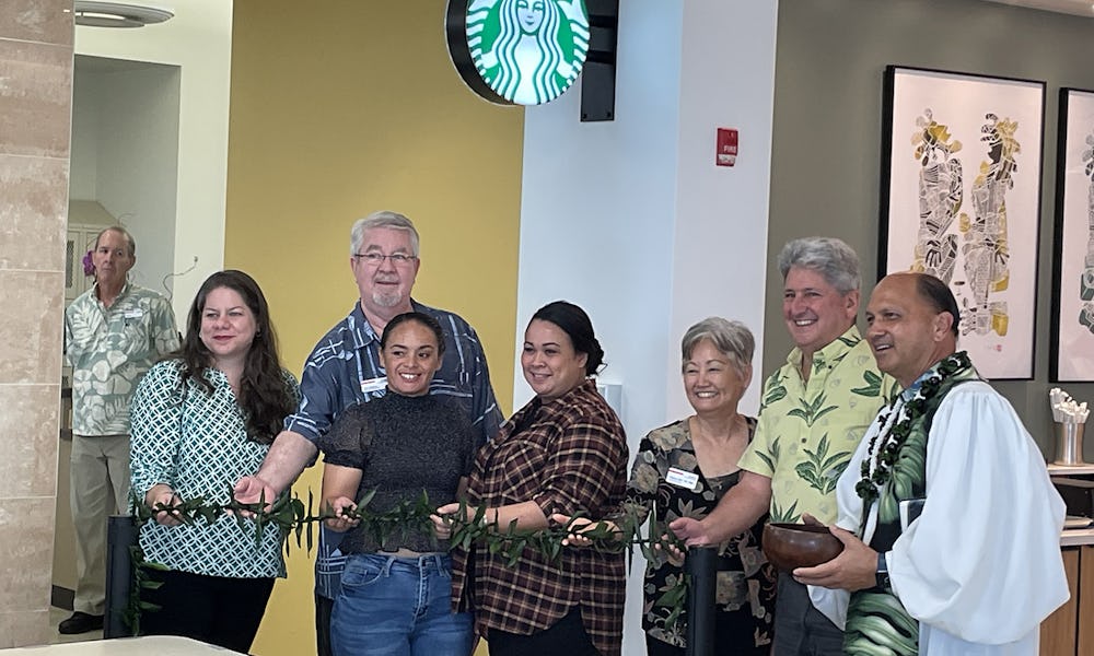 Group gathered for Starbuck's opening blessing.
