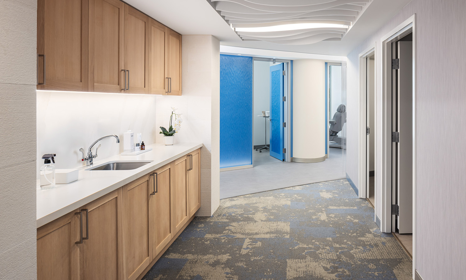 looking into exam rooms