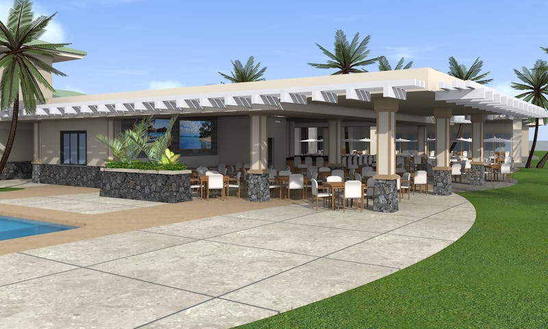 Rendering of outdoor area of country club.