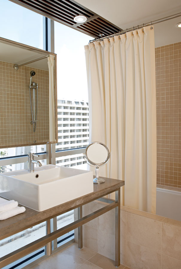 Bathroom sink and bathtub.