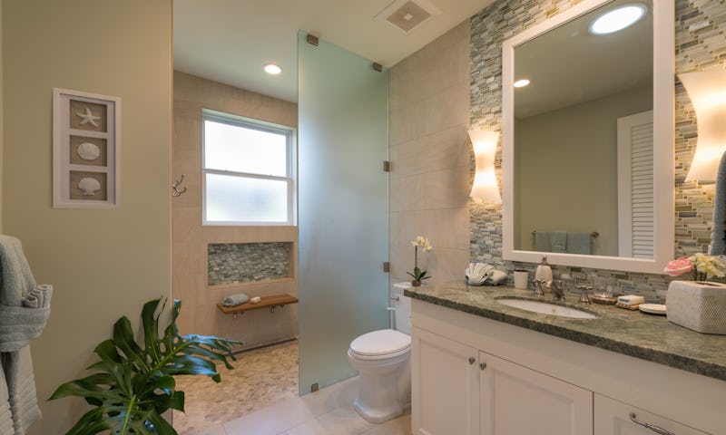 Bathroom with glass divider