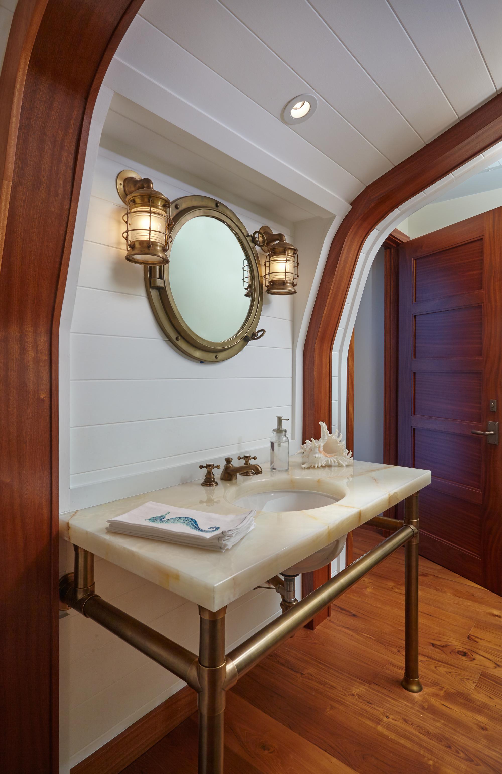 Bathroom sink with nautical theme