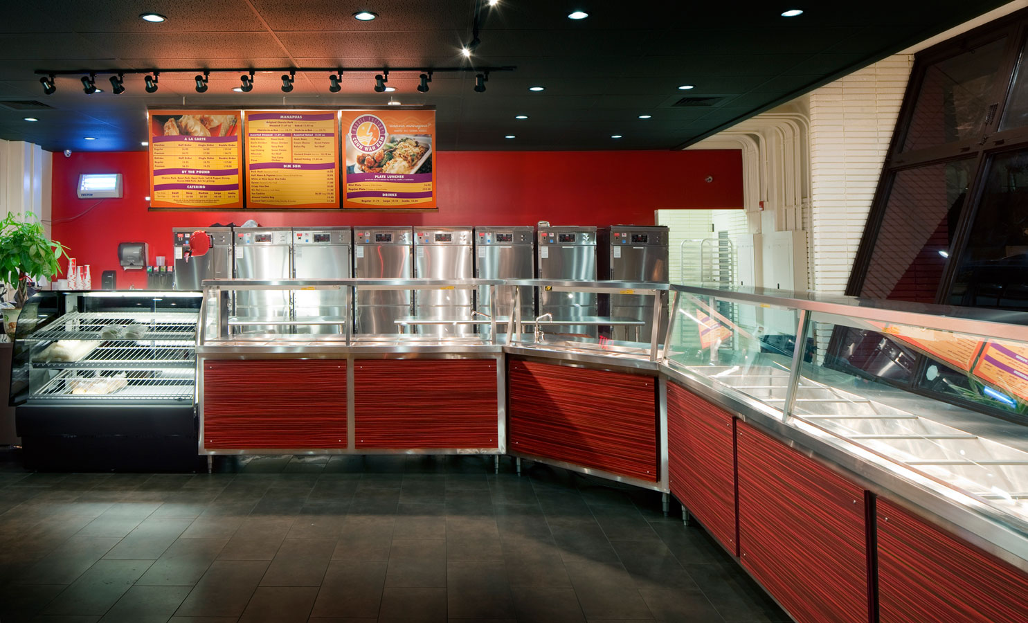 Food counters with industrial appliances