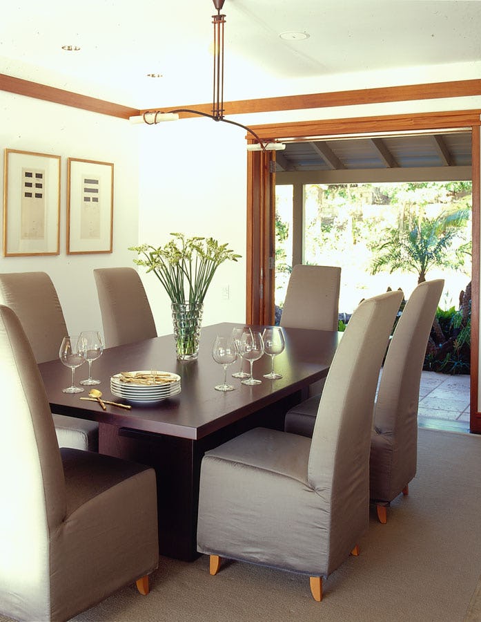 Dining room with wine glasses