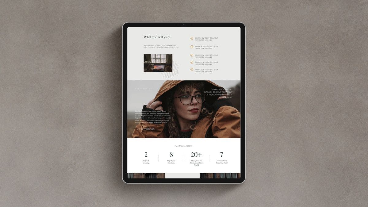 High-converting WordPress landing page template for photographers