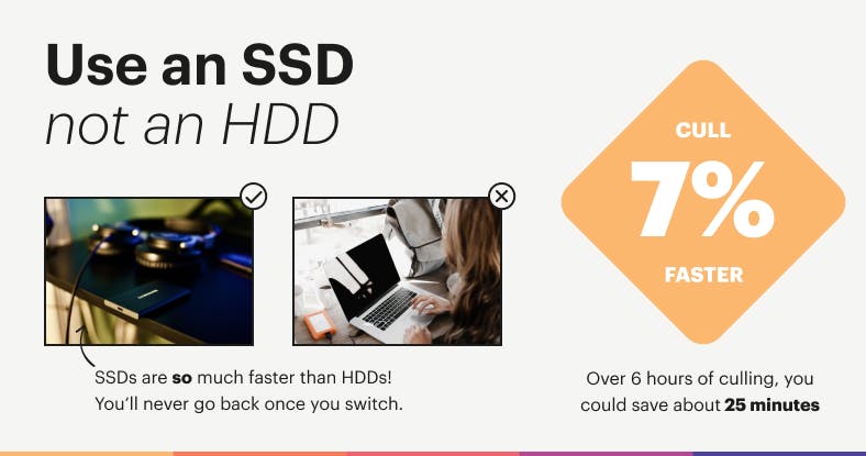 Save time when culling your photographs by using an SSD as your working drive